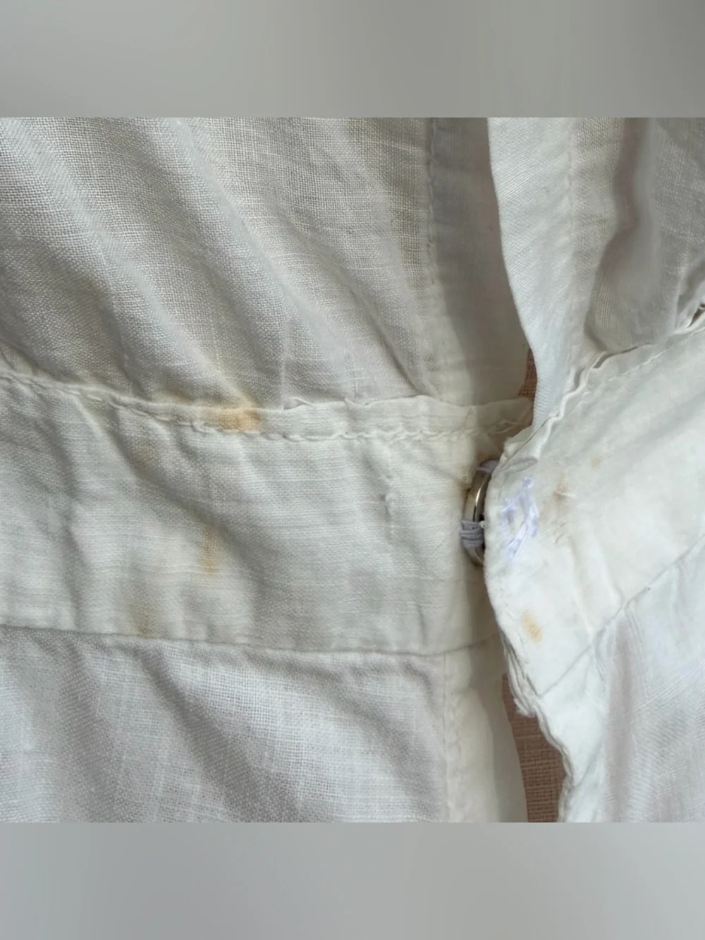 Antique Edwardian White Cotton Eyelet Tiered Prairie Midi Petticoat Dress Size 8 - Picture 15 of 16